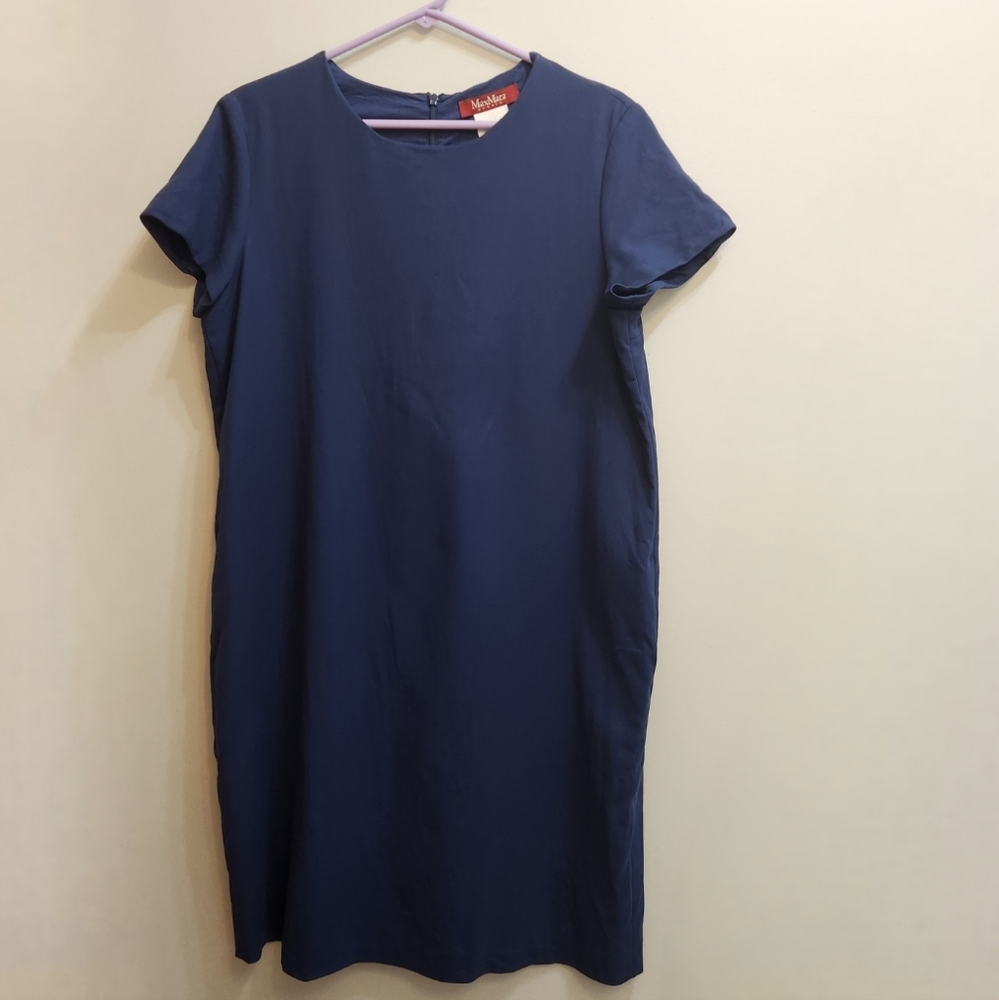 MaxMara Studio Deep Blue Short Sleeve Dress Size 14